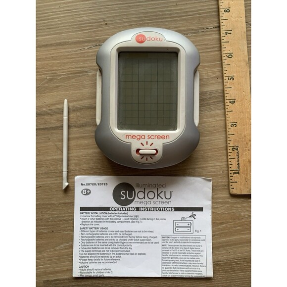 Sudoku Mega Screen Illuminated Game,  Stylus & Instructions Handheld Electronic - Picture 2 of 9